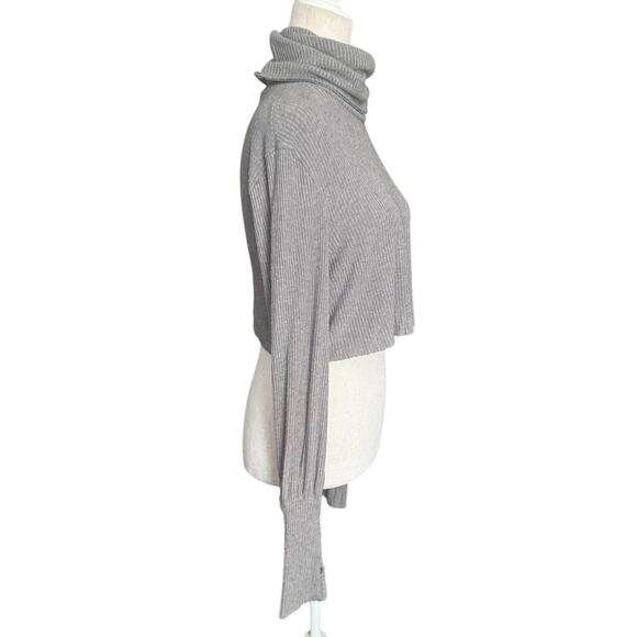 Joah Brown Brooklyn Cropped Turtleneck Ribbed Modal Sweater One Size Thumbholes - Picture 3 of 7